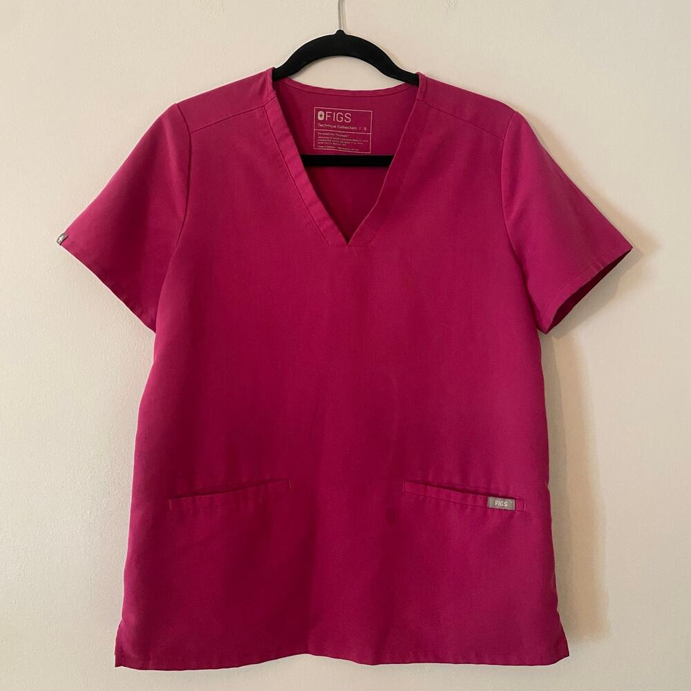 FIGS Raspberry Sorbet Pink Casma Scrub Top Uniform Nurse Doctor Women size Small